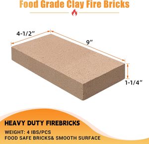 Ladrillos Refractarios Aislantes de Alta Densidad, Grado Alimenticio 3218 ° Paquete de 4 Ladrillos Refractarios de 9*4.5*1.25 Pulgadas para Estufa de Leña, Horno de Pizza, Horno, <span class=keywords><strong>Chimenea</strong></span> - Product Image 2