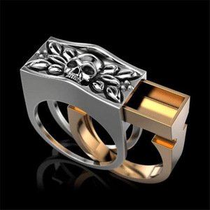 Skull <b>Ring</b> Two-Tone Silver Gold Unisex Punk Style Jewelry Gift Fashion <b>Rings</b> - Product Image 1