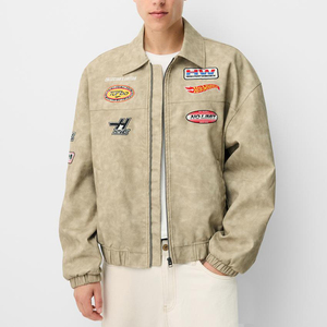 Производитель, дизайнерская роскошная кожаная куртка с отложным воротником и вышивкой через плечо для мужчин - Product Image 1