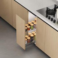 Étagère coulissante double couche multifonctionnelle en métal chromé robuste de 7 pouces pour armoire de cuisine