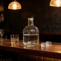 Bouteille d'alcool transparente vide personnalisée avec bouchon, pour spiritueux classiques (gin, rhum, tequila, whisky, brandy), 375 ml, 500 ml, 750 ml