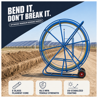 Tire-fil en fibre de verre non conducteur de 12 mm x 100 m pour le tirage de câbles électriques dans les conduites et les travaux de pose de câbles