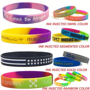 Personalized Silicone Sport Customized Bracelets Ink Injected Rubber Bracelet With Logo - Product Image 2