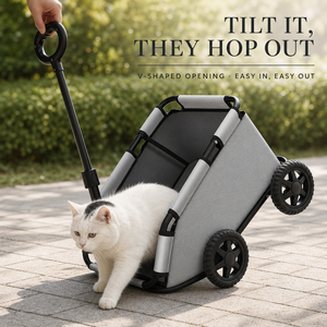 Poussette pliable pour animaux de compagnie, chariot à 4 roues, chariot roulant pour petits chiens, chats, voyages en plein air - Product Image 6