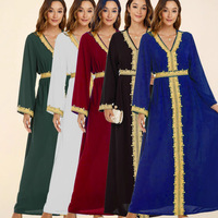 Robe longue arabe élégante pour femmes du Moyen-Orient et européennes Abaya modeste Robe de Dubai pour tenue de voyage saoudienne