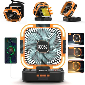 10000mAh Solar Camping <b>Fan</b> with LED Light 6-Speed Wind Oscillating <b>Head</b> Timer Power Bank Portable Desk - Product Image 1