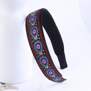 Serre-tête large en tissu et plastique, style bohème rétro, avec broderie œil, ethnique, pour femme - Product Image 5