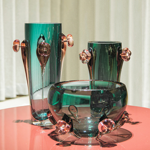Objeto decorativo <span class=keywords><strong>de</strong></span> lujo para el hogar espesar jarrones <span class=keywords><strong>de</strong></span> <span class=keywords><strong>flores</strong></span> <span class=keywords><strong>de</strong></span> vidrio hechos a mano <span class=keywords><strong>de</strong></span> alta calidad para sala <span class=keywords><strong>de</strong></span> estar - Product Image 5