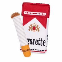 Jouet pour chien en peluche en forme de boîte de cigarettes, couineur, amusant et interactif, pour la mastication et le nettoyage des dents