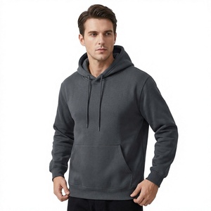 Sweat-shirt à capuche en molleton gris uni pour homme, coupe classique, design décontracté avec poche, vêtements d'automne, vêtements de sport d'hiver, 100% coton - Product Image 2