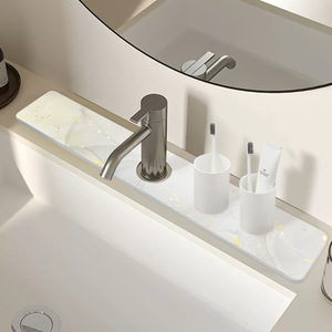 Tapis de comptoir en terre de diatomée Shulongtou, carré, minimaliste, accessoire pour robinet de cuisine et salle de bain, absorbant et à séchage rapide - Product Image 2