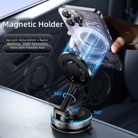 Penyangga telepon mobil magnetik dengan cangkir hisap vakum, dapat dilipat dan diputar, braket navigasi panel instrumen yang dapat disesuaikan.