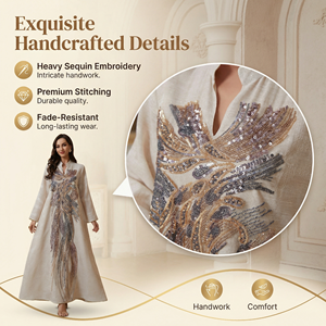 Vestido de Noche con Bordado de Cuentas Color Champán para Compradores de Eventos Nocturnos - Product Image 3