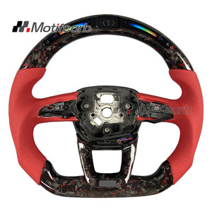 Volant personnalisé en fibre de carbone forgée rouge avec LED et indicateur de régime pour Audi S5 RS5 S3 Q3 A4 Q5 SQ5 Q8 Q7 SQ7 RSQ3 RSQ8 2017-2024 - Product Image 1