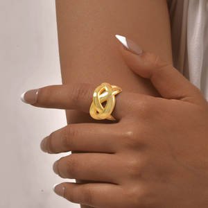 Bague Ouverte Femme Cuivre Brillant Tissé Or - Product Image 1