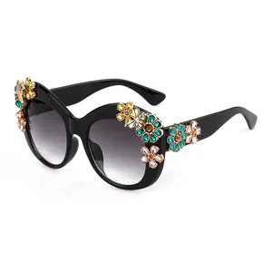 ADE WU STY-K6357 China Manufacturers Round Frame Sun Glasses Women Fashion Colorful Rhinestone Sunglasses