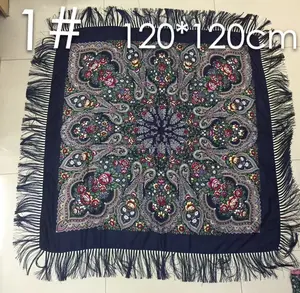 120*120CM best supplier slavic style bulk buy bohemian wrap shawl scarfs echarpe floral print women cotton square boho shawl