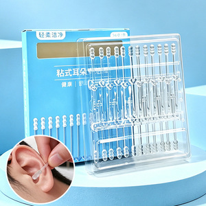 Sticky Ear Cleaning <b>Sticks</b> Adhesive Cotton Swabs Disposable Ear Picks Box Of 24 For Adults Transparent Plastic - Product Image 1