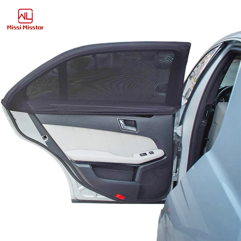 2 पैक यूनिवर्सल फिट कार की खिड़की धूप छांव सांस Stretchy जाल कार खिड़की के पर्दे सामने और पीछे की तरफ खिड़की कार चंदवा