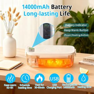 Charging Wireless Heating Electric <b>Lunch</b> <b>Box</b> No Plug-in Water-Free Portable Student Plastic 1 Liter Timing Function Removable - Product Image 3