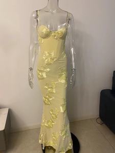 2025 di alta qualità moda estate nuovo arrivo abito Casual giallo Best-seller abito lungo elegante Slim - Product Image 5