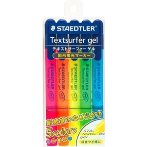 Staedtler Textsurfer <b>Gel</b> 264-S Solid Highlighter <b>Pens</b>, 5-Color <b>Set</b> (PB5): Yellow, Pink, Orange, Blue, Green - Product Image 1