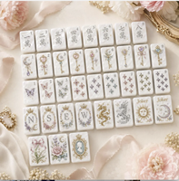 Nouvel ensemble de mahjong de luxe en acrylique et coquille de perle blanche 2026 pour table de jeu, jeu familial d'intérieur, cadeau de fête, style américain