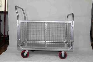 fixed fence mesh <b>trolley</b> warehouse workshop goods transport cart express logistics hauling cart wear resistant durable hand trol - Product Image 2