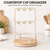 Organisateur de tasses pour comptoir avec cadre métallique et base rotative pour l'affichage des tasses et le rangement de cuisine
