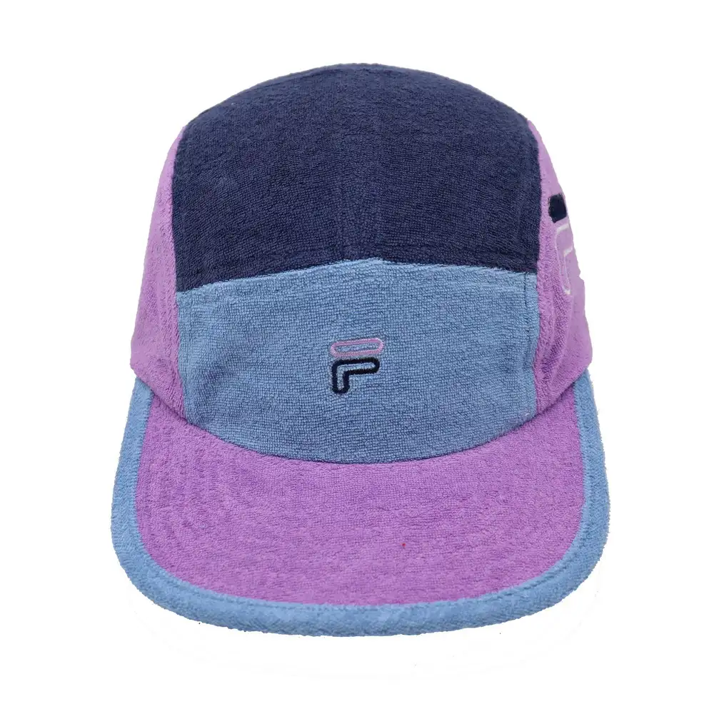 5แผงผ้าขนหนูผ้าที่กำหนดเองเย็บปักถักร้อยหมวกแบนไม่มีโครงสร้างตั้งแคมป์หมวกปรับหลายสีผ้าขนหนูค่ายหมวก
