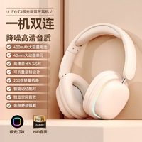 Casque sans fil supra-auriculaire 5.3 avec lumière RGB Aurora, haut-parleurs 40 mm HiFi, pliable, 200 g, autonomie 20 h, connexion double Type-C