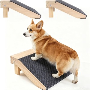 Rampa de madera transfronteriza para mascotas, escalera de asistencia para perros en escaleras, alfombra antideslizante a rayas, escalones de rampa para gatos y perros - Product Image 3