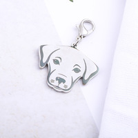Pendentif chien loup en acier inoxydable, gravé au laser, plaque d'identification pour chien, chat, animal de compagnie, porte-clés, décoration de sac, personnalisable