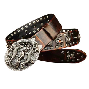 <span class=keywords><strong>Cintura</strong></span> con <span class=keywords><strong>borchie</strong></span> con strass rosso personalizzata <span class=keywords><strong>cintura</strong></span> decorativa stile Punk in pelle a pieno fiore decorata a mano - Product Image 5