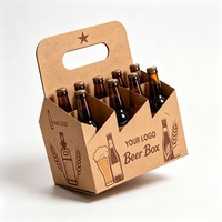Caja de Cartón Kraft con Logotipo Personalizado para 4/6 Bebidas, Porta Botellas de Cerveza, Caja para Botellas de Vino
