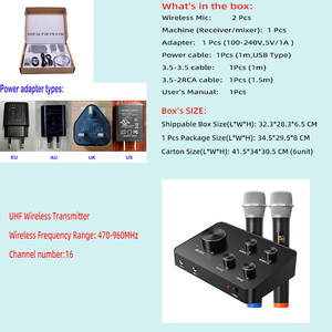 Micrófono UHF de doble canal con efectos de sonido múltiples, mezclador de Karaoke, micrófono inalámbrico profesional compatible con Smart TV Home Theater - Product Image 6