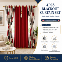 Ensemble de 4 rideaux occultants de luxe à œillets, prêts à poser, pour chambre et salon