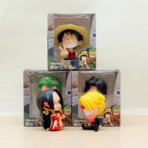 Modello di personaggio in PVC caldo carino Anime un pezzo Luffy Zoro Sanji collezione Action Figure ornamento per auto - Product Image 4