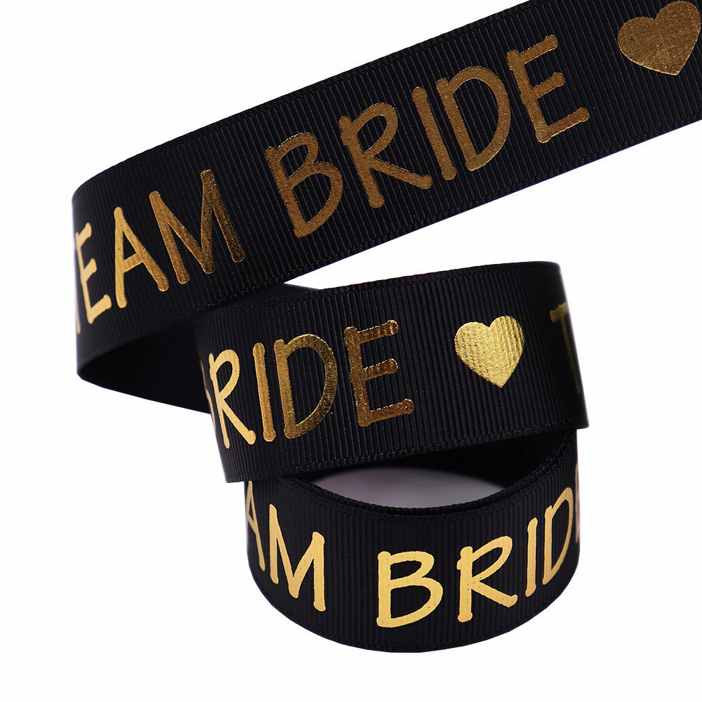 สีดำ-"TEAM BRIDE" ข้อความ-2.5ซม.*10หลา