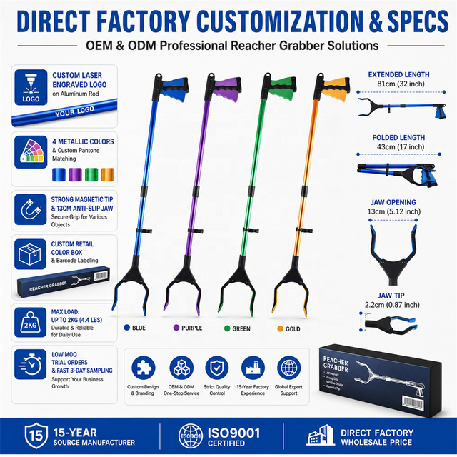 Hot Wholesale Factory Supply 32 Inch Foldable Multifunctional Litter Picker With Magnet for Elderly and Disable