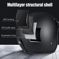 Casque de moto classique rétro 3/4 homologué DOT, casque ouvert pour scooter électrique, conduite urbaine, cruiser