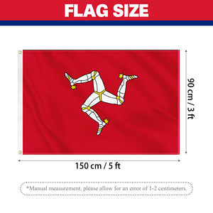 <span class=keywords><strong>Drapeau</strong></span> national de l'île de <span class=keywords><strong>Man</strong></span> 3x5 pieds en polyester durable, motif Triskelion, pour extérieur – Fournisseur à prix d'usine - Product Image 2