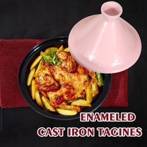Pot à <span class=keywords><strong>tajine</strong></span> <span class=keywords><strong>en</strong></span> <span class=keywords><strong>fonte</strong></span> émaillée de 26cm avec couvercle <span class=keywords><strong>en</strong></span> céramique Ensemble de <span class=keywords><strong>tajine</strong></span> marocain Batterie de cuisine Fond à induction - Product Image 4