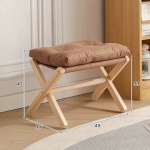 Foldable Foot Stool Ottoman Rest with Bamboo X Legs Folding <strong>Small</strong> Padded for Bedroom Living Room, <strong>Footstool</strong> for Chair Couch - Product Image 1