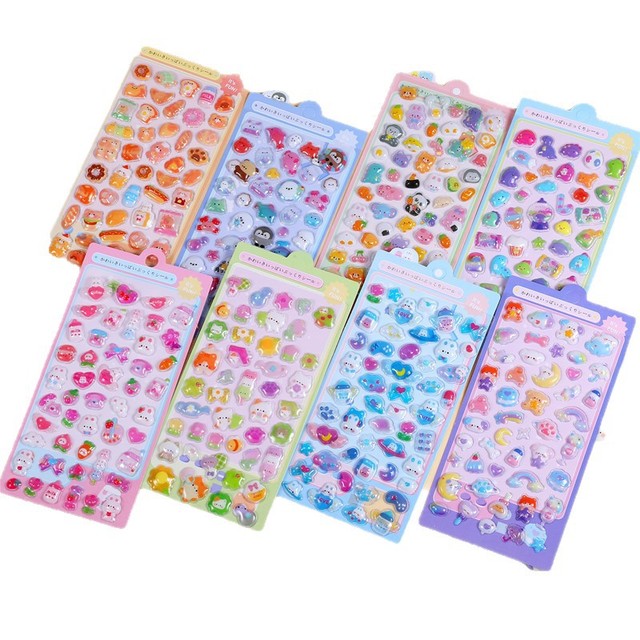 Custom Japanese 3D Relief PVC Kawaii Decorative Stickers Puffy Bubble Bonbon Drop Sticker for Phone Case Notebook Scrapbooks