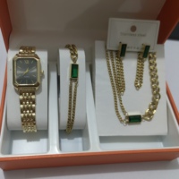 Ensemble de 5 montres élégantes rectangulaires pour femmes, montres-bracelets à quartz tendance pour dames, ensemble de bijoux en acier inoxydable