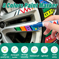 Marqueur de pneus à encre permanente, lot de 8 couleurs, marqueur permanent multi-surfaces à base d'huile pour extérieur, pointe de 2 mm pour diverses surfaces
