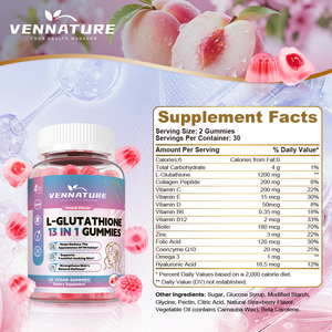 Private Label Hautaufhellende L-Glutathion 13-in-1 Gummibärchen Multivitamin-Nahrungsergänzung Glutathion-Gummis mit Kollagen - Product Image 2