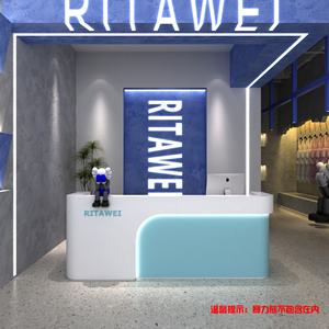 Modern Luxury <strong>pink</strong> <strong>Beauty</strong> <strong>Salon</strong> Spa Wooden Reception Desk Gold Stainless Steel Frame Front Desk Reception Counter - Product Image 4