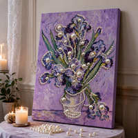 Kit de Peinture Perle DIY Coucher de Soleil Rose Océan Tourbillon Nuage Perle Cœur Météore Toile Acrylique Encadrée Art Mural Cadeau Artisanat